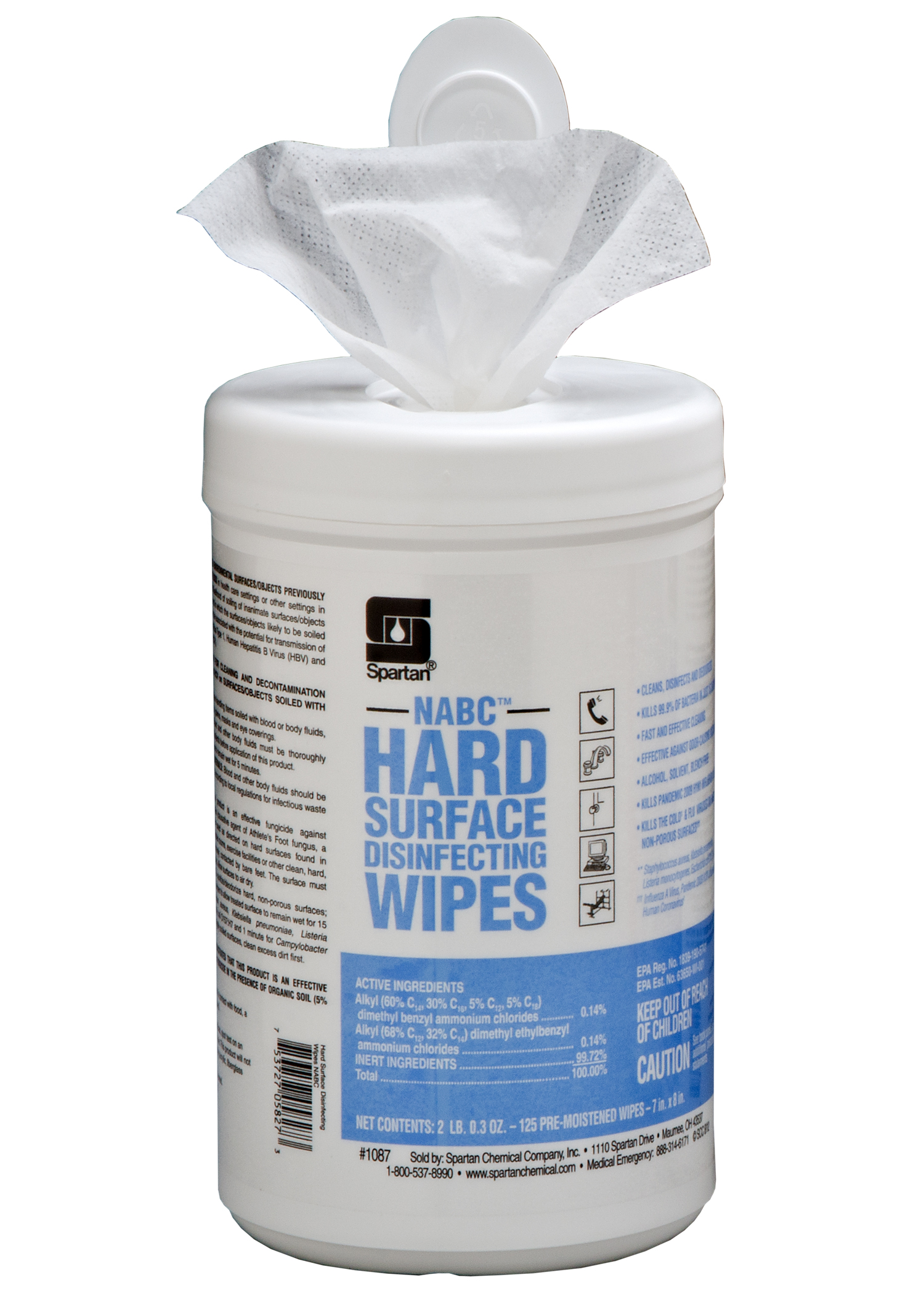NABC® Hard Surface Disinfecting Wipes 125 wipes (6 per case)